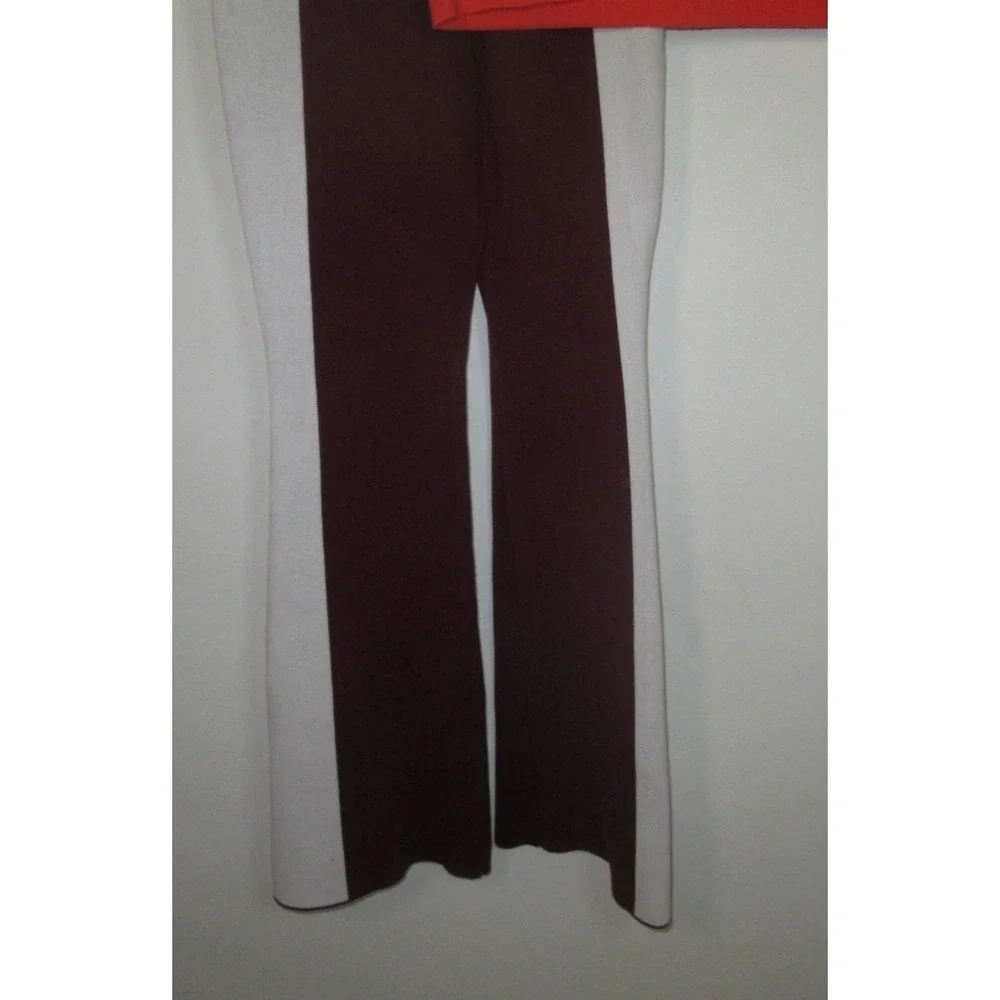YLLW  Set Colorblock Size XS/S Burgundy Orange Knit‎ Cropped Top Flare Pants - Picture 8 of 12